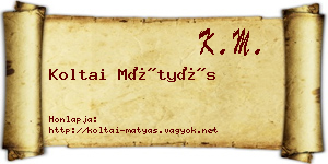 Koltai Mátyás névjegykártya